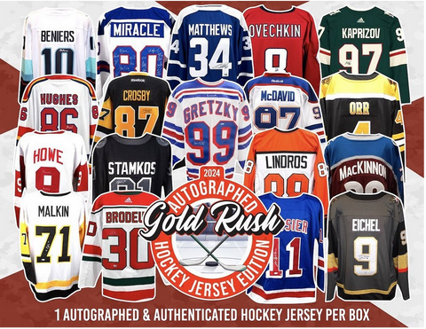 🚨FRIDAY🚨 2024 Gold Rush Autographed Hockey Jersey - Single Box Break #6 - Checklist Style