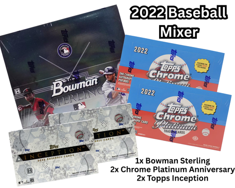 5 Box 2022 Baseball Mixer - 1x Bowman Sterling, 2x TC Platinum Anniversary and 2x Topps Inception - RT