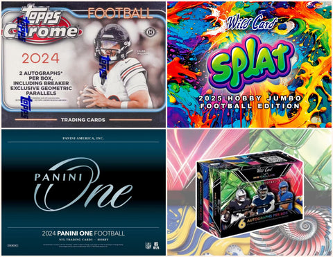 4 Box Football Mixer - (1) '24 Panini One, (1) '24 Chrome Delight, (1) '25 WC Metallix and (1) '25 WC Splat - Divs + NIL