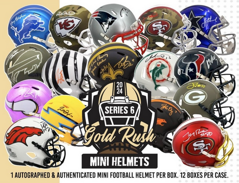 2024 Gold Rush Autographed Mini Helmets - 12 Box FULL Case - Random Divs - GUARANTEED MINI HELMET