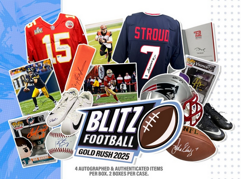 2025 Gold Rush Autographed Blitz Football Box - 4 Auto'd and Authenticated Items - Random Teams Style