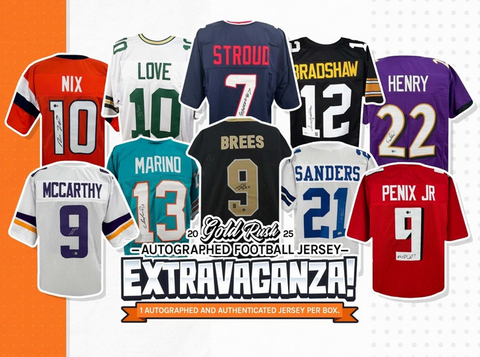 2025 Gold Rush Extravaganza Auto'd FB Jersey - Single Box Filler Break - Pats and 49ers in Optic Randomed