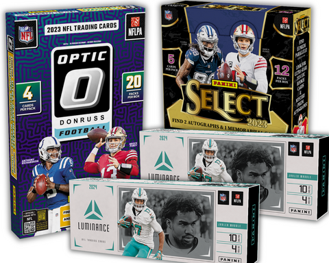 4 Box 2023/24 Football Mixer - 1x '23 Optic Hobby, 1x '23 Select Hobby and 2x '24 Luminance - EVOLVED (HOT random team pool)