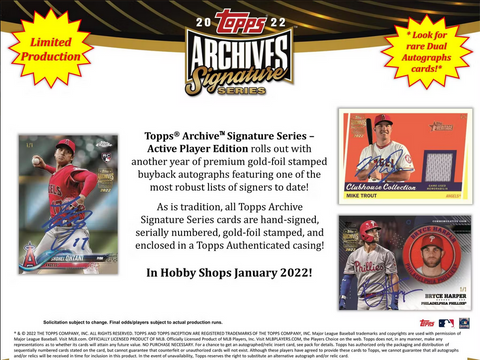 2022 Archives Signature Series Baseball - Single Box Filler Break #2 - Random Teams - 2x Bowman Inception Spots Randomed